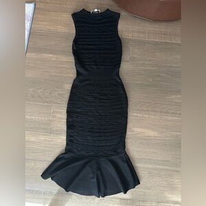 Alexis Black Textured Knit Mermaid Hem Dress